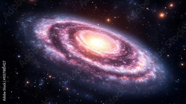 Fototapeta Spiral Galaxy in Deep Space with Stars and Nebulae
