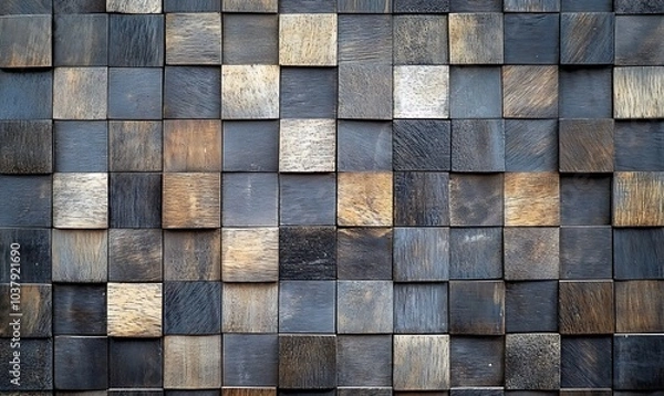 Fototapeta background featuring thin checkered wooden panels, Generative AI