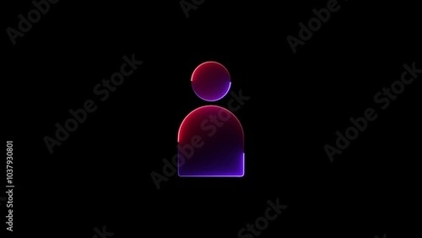 Fototapeta glowing neon profile illustration icon. Contact icon with neon sign on a black background.	