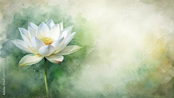 Obraz White lotus flower with textured background resembling watercolor painting