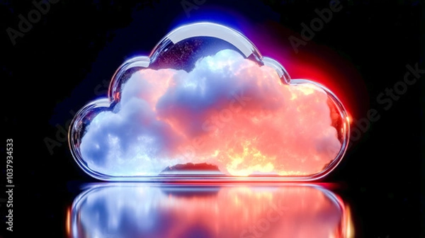 Obraz Glowing cloud encased in glass with neon lights