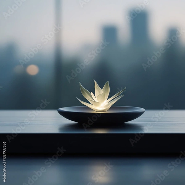 Obraz A glowing plant brings nature and light together in serene elegance.