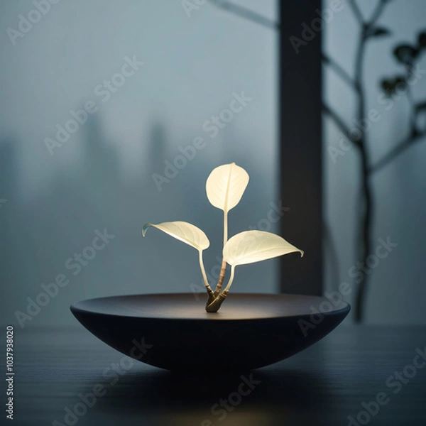 Obraz A glowing plant brings nature and light together in serene elegance.