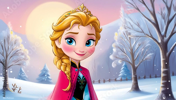 Obraz beautiful cute Anna frozen princess, Gnerative.ai