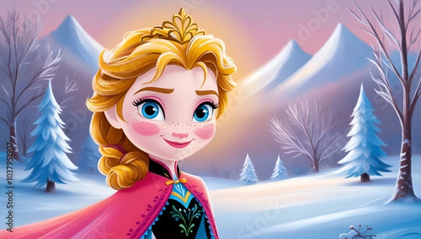 Obraz beautiful cute Anna frozen princess, Gnerative.ai