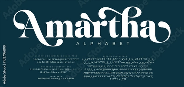 Fototapeta Amartha Serif, Stylish Display Bold Font alphabet