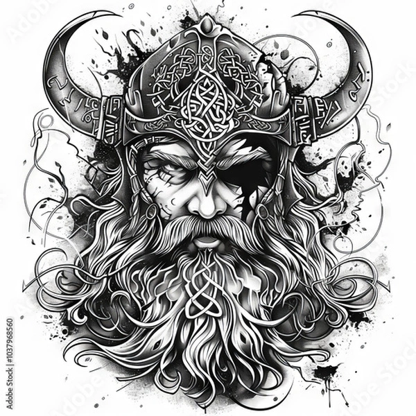 Obraz Viking warrior tattoo design