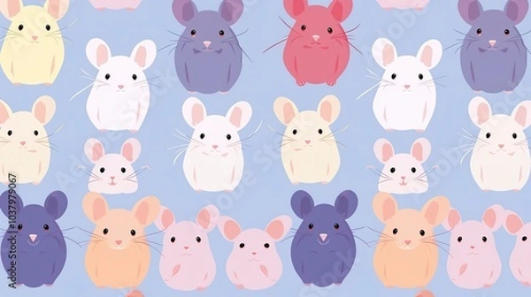 Obraz Japanese cute rat repeated anime art style patterns with pastel colors 