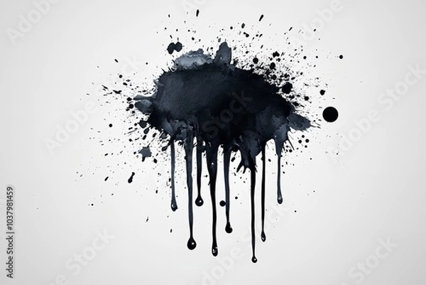 Obraz Vector with a black stain and watercolor paint, isolated on a white backdrop. Generative Ai
