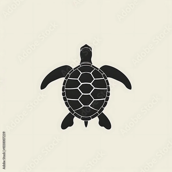 Fototapeta A minimalist illustration of a turtle viewed from above, showcasing its shell and flippers.