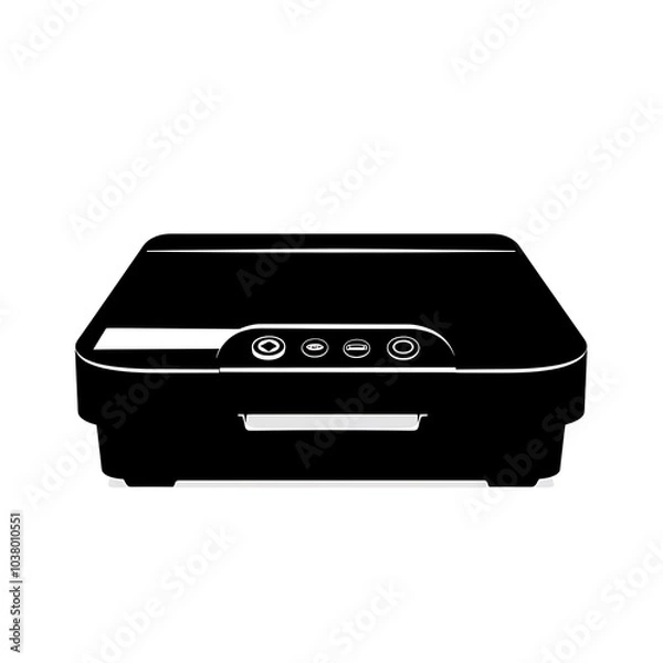 Fototapeta A black printer with control buttons, used for printing documents and images.