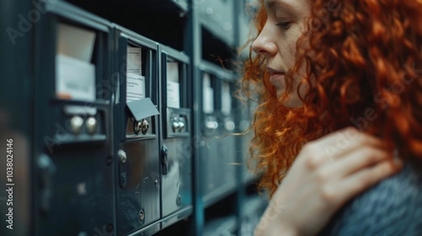 Obraz Redhead Woman Checking Mailbox