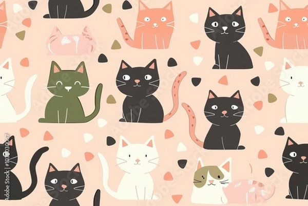Fototapeta Playful Cat Pattern