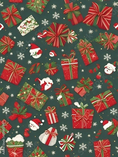 Obraz cute and elegant christmas seamless pattern