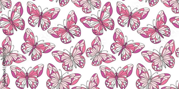 Fototapeta Butterfly Modern art, mosaic style, seamless pattern for decorating all fashion designs, fabrics, wallpapers and prints. on a white background