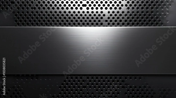Fototapeta Metal texture background with perforated design and brushed steel panel