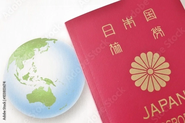Obraz 世界地図とパスポート
