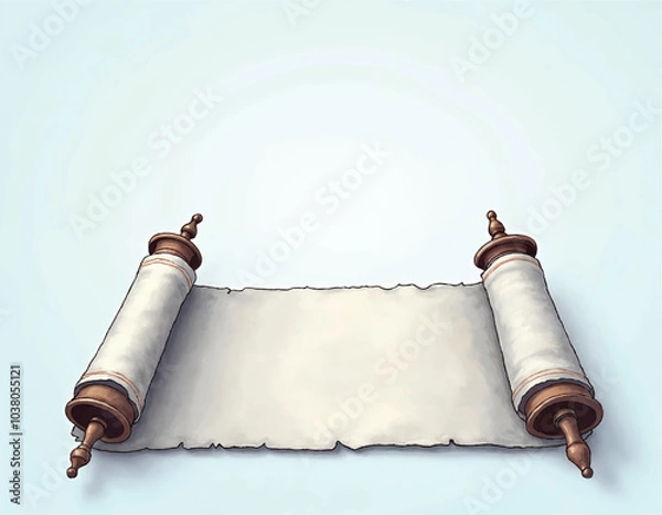 Fototapeta a classic vector design of an empty hanukkah torah scroll on a blue background