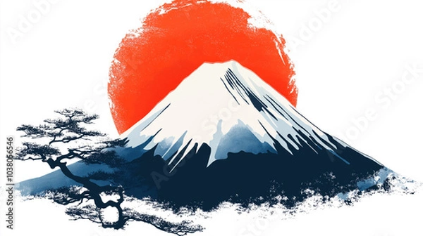 Obraz 富士山のイラスト背景素材