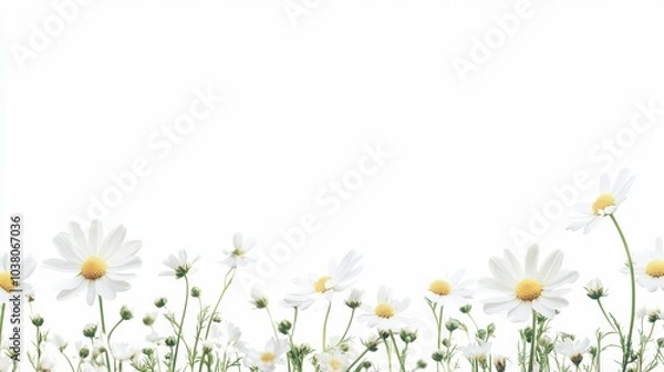Obraz Camomile flowers on the white background