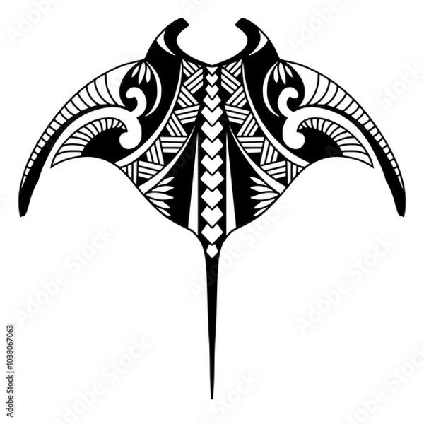 Obraz Stingray polynesian tattoo design. Aboriginal samoan style. illustration EPS10