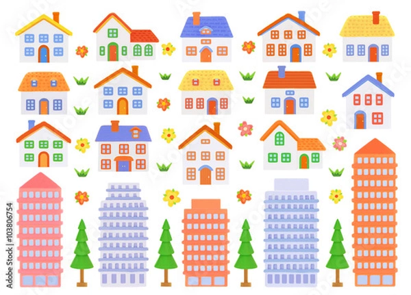 Fototapeta set of colorful house 