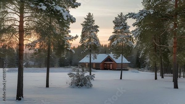 Obraz sunset in the snow