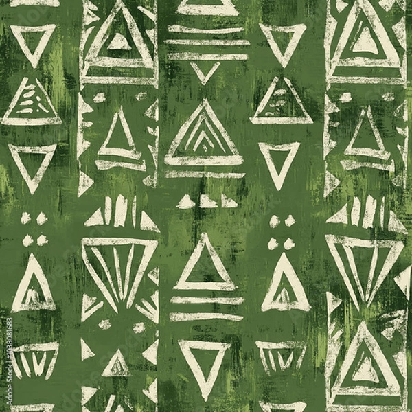 Obraz background abstract Sage Green Boho Mud Cloth Pattern