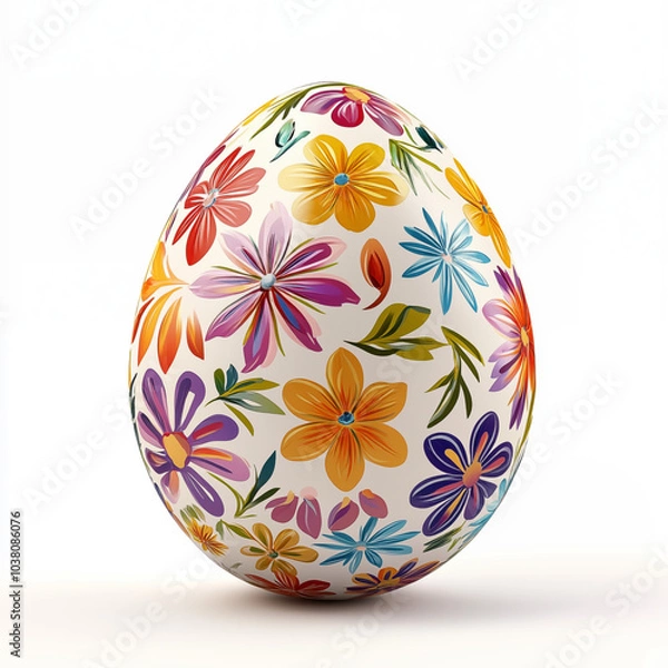 Fototapeta easter egg with flowers and pattern