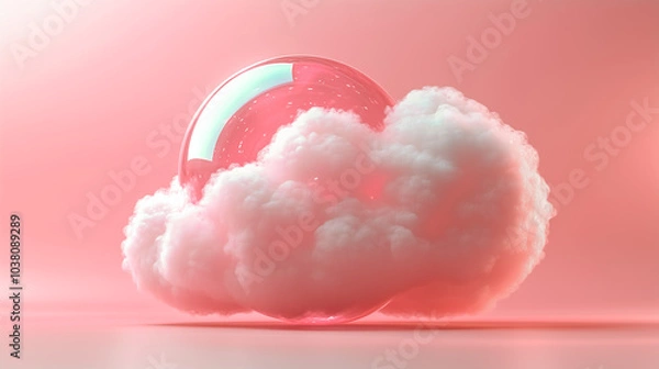 Obraz A soft pink cloud encased in a transparent bubble