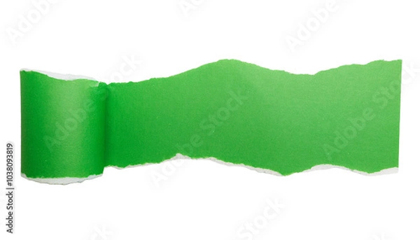 Obraz green ripped paper torn edges strips isolated on white background