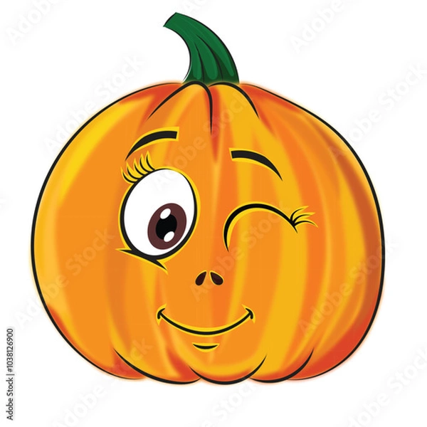 Obraz blinking Halloween pumpkin face vector emoji