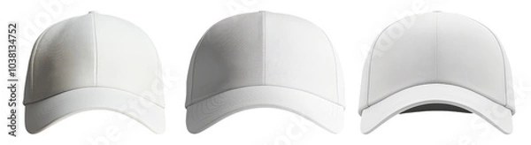 Obraz PNG White Baseball Caps Set on Isolated Background