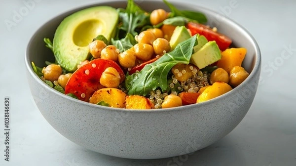 Fototapeta Colorful Quinoa Salad with Roasted Vegetables and Chickpeas