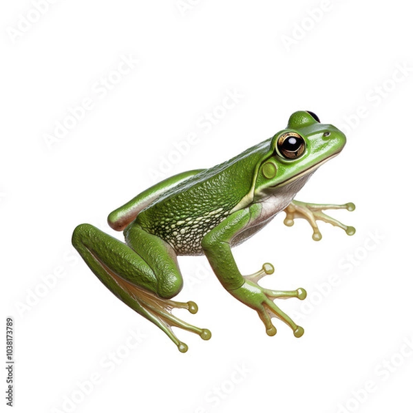 Obraz Green frog on white isolate background