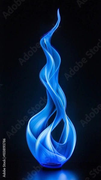 Obraz Fluid and dynamic blue flame with dark blue background