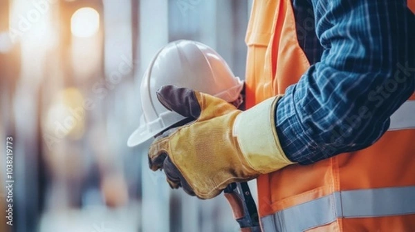 Fototapeta Construction gloves and safety eyewear for hand and eye protection, ensuring that workers have the necessary safety gear to prevent injuries during tasks like hammering, cutting, and drilling