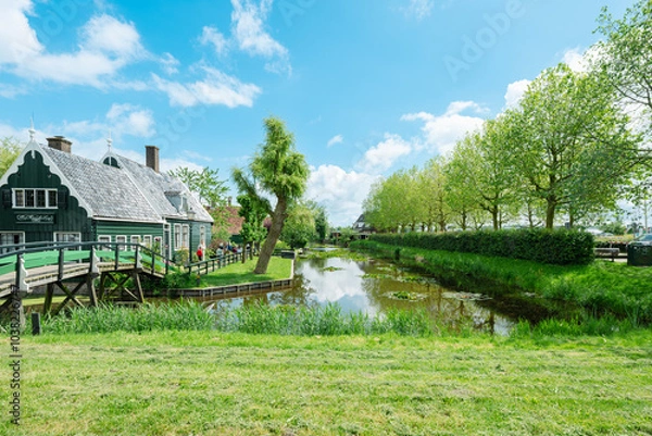 Fototapeta architecture style of windmill in Netherlands