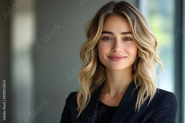 Fototapeta Elegant Woman with Relaxed Expression in Professional Portrait