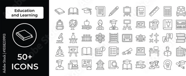 Fototapeta Education and Learning Icon Representing Knowledge, Growth, and Academic Pursuits, Perfect for Highlighting Schools, Online Classes, and Lifelong Learning with an Engaging and Informative Design.