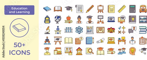 Fototapeta Education and Learning Icon Representing Knowledge, Growth, and Academic Pursuits, Perfect for Highlighting Schools, Online Classes, and Lifelong Learning with an Engaging and Informative Design.