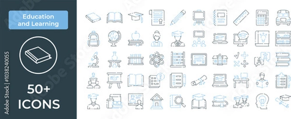 Fototapeta Education and Learning Icon Representing Knowledge, Growth, and Academic Pursuits, Perfect for Highlighting Schools, Online Classes, and Lifelong Learning with an Engaging and Informative Design.