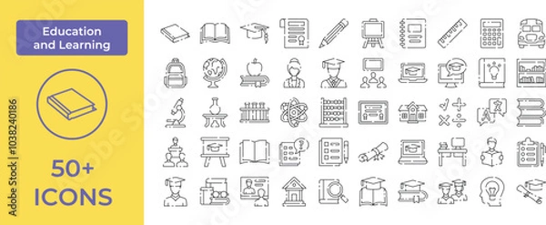 Fototapeta Education and Learning Icon Representing Knowledge, Growth, and Academic Pursuits, Perfect for Highlighting Schools, Online Classes, and Lifelong Learning with an Engaging and Informative Design.