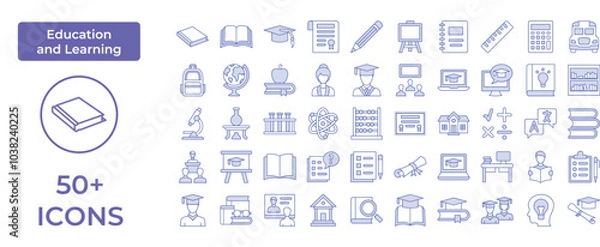 Fototapeta Education and Learning Icon Representing Knowledge, Growth, and Academic Pursuits, Perfect for Highlighting Schools, Online Classes, and Lifelong Learning with an Engaging and Informative Design.