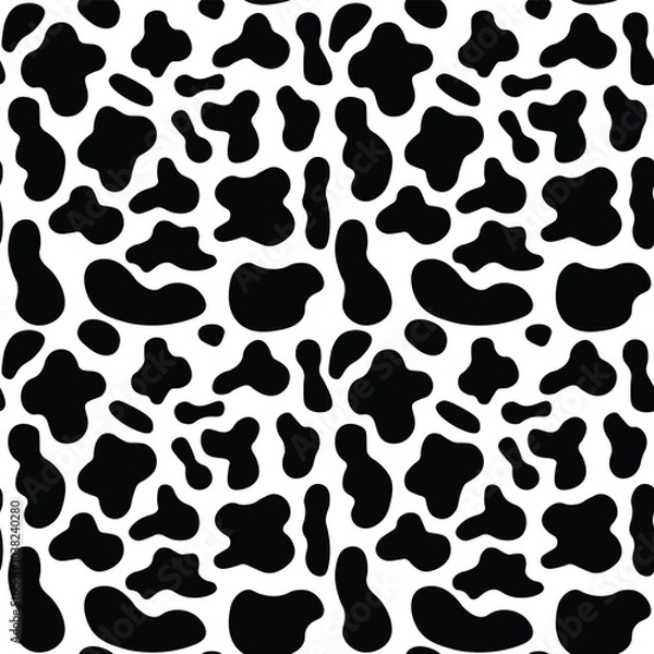 Obraz Seamless black and white cow print pattern with spots, perfect for background or textiles