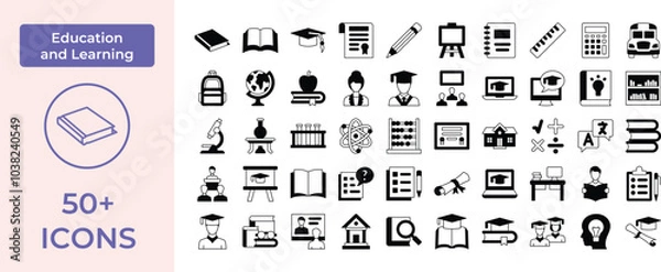 Fototapeta Education and Learning Icon Representing Knowledge, Growth, and Academic Pursuits, Perfect for Highlighting Schools, Online Classes, and Lifelong Learning with an Engaging and Informative Design.