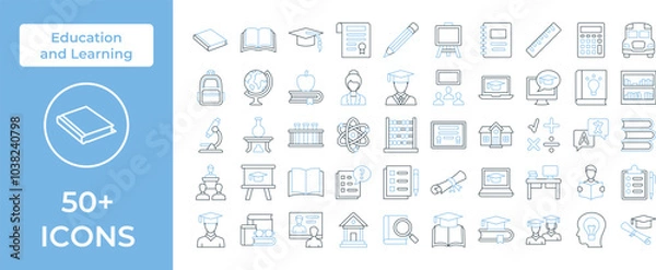 Fototapeta Education and Learning Icon Representing Knowledge, Growth, and Academic Pursuits, Perfect for Highlighting Schools, Online Classes, and Lifelong Learning with an Engaging and Informative Design.