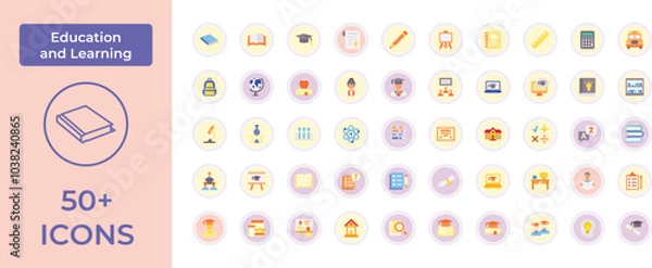 Fototapeta Education and Learning Icon Representing Knowledge, Growth, and Academic Pursuits, Perfect for Highlighting Schools, Online Classes, and Lifelong Learning with an Engaging and Informative Design.