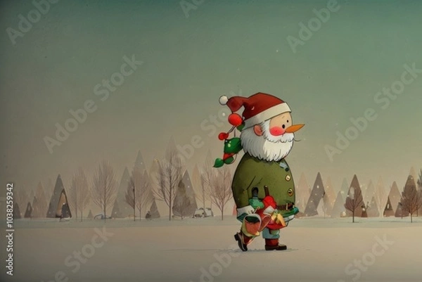 Fototapeta Santa's sleigh glides effortlessly through