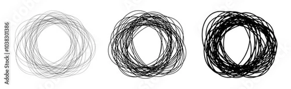 Fototapeta Three circular overlapping line patterns in increasing thickness